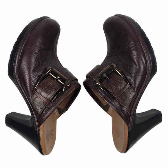 Sofft Brown heeled  Clogs 9 M - Picture 1 of 9